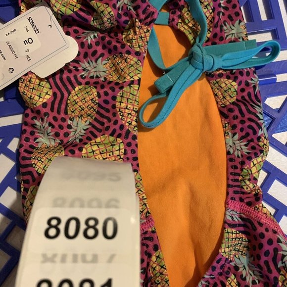 Speedo Swimsuit Womens 30 Pineapple Stretch Tie Back Endurance One Piece 8080 - Picture 5 of 6